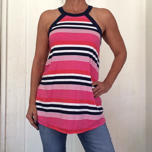 KATE SPADE PINK AND BLUE STRIPED COTTON MINI DRESS SMALL - Picture 3 of 8